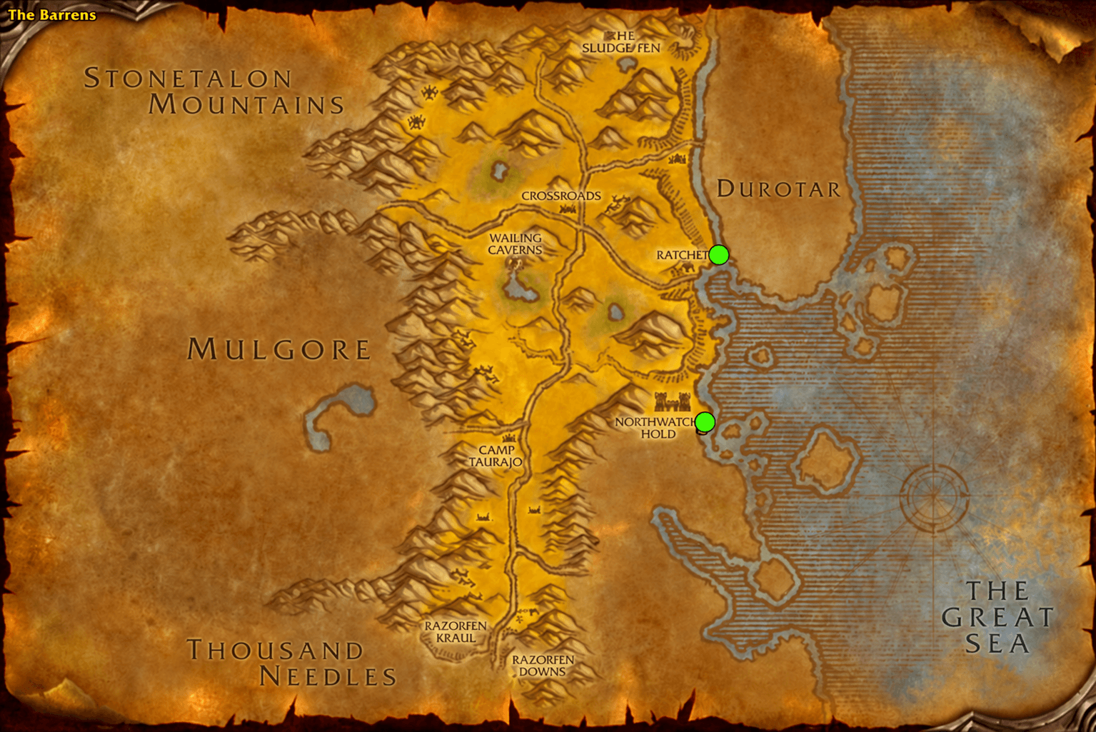 Horde and Alliance camps in The Barrens