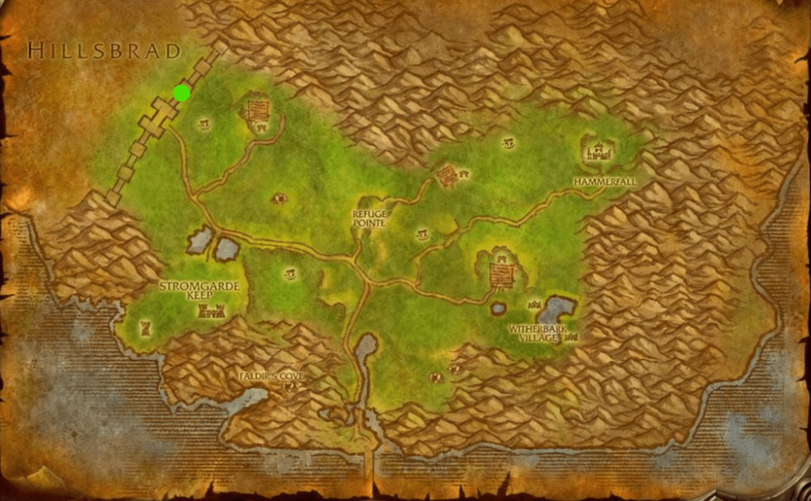 Thoradin’s Wall: final location on the Arathi Highlands map