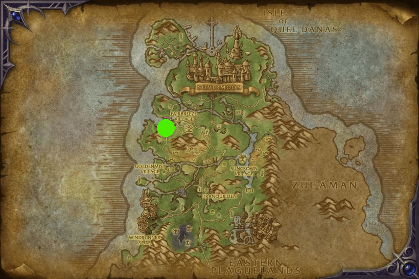 Guide to Misses and Miscalculations location map