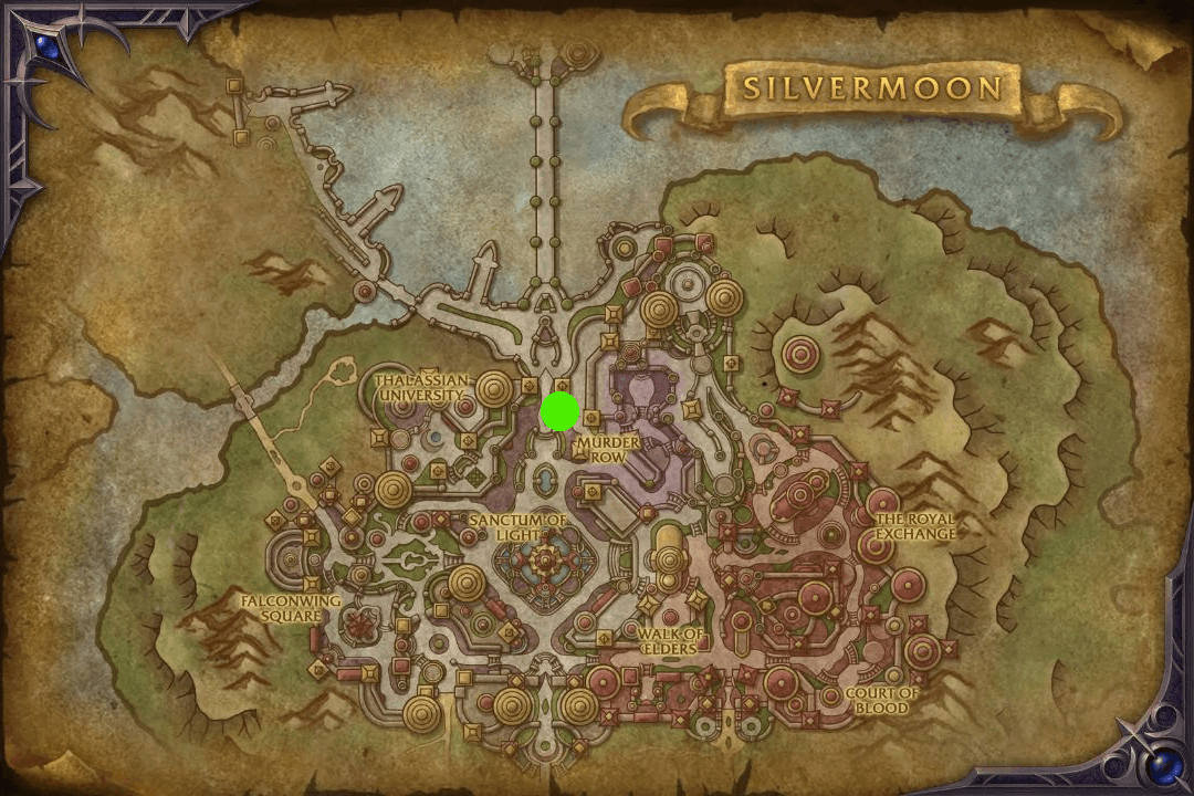 Location of the profession trainer in Silvermoon