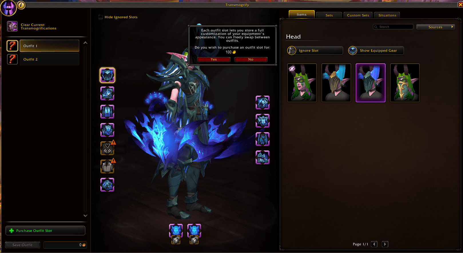 Outfit slots — Transmogrification system Outfit slots — Transmogrification system
