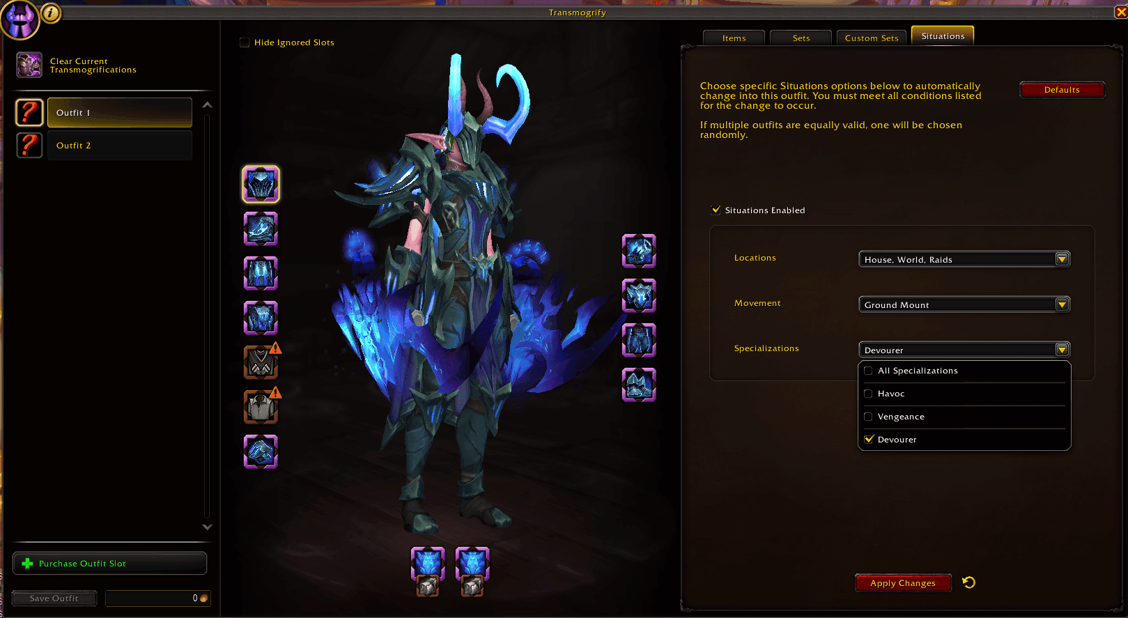 Specializations — Transmogrification system Specializations — Transmogrification system