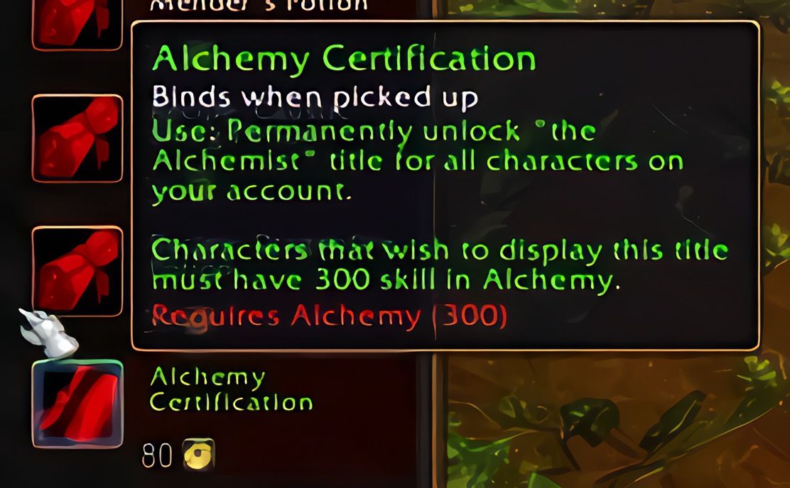 炼金认证（Alchemy Certification）在World of Warcraft: Forever中