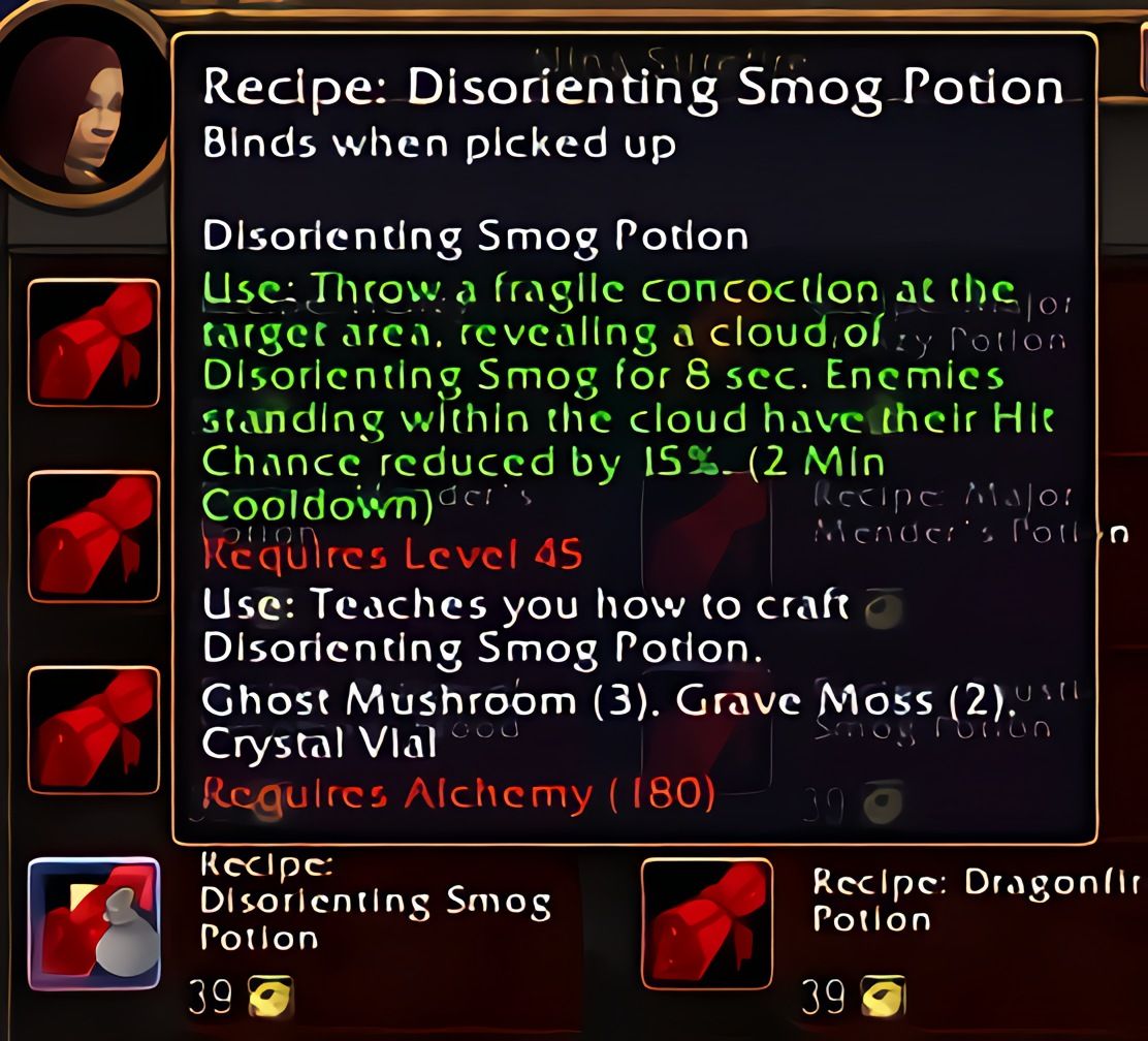配方：迷向烟雾药水（Disorienting Smog Potion）在World of Warcraft: Forever中