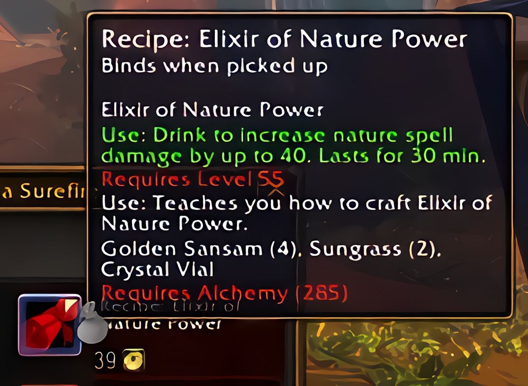 配方：自然之力合剂（Elixir of Nature Power）在World of Warcraft: Forever中