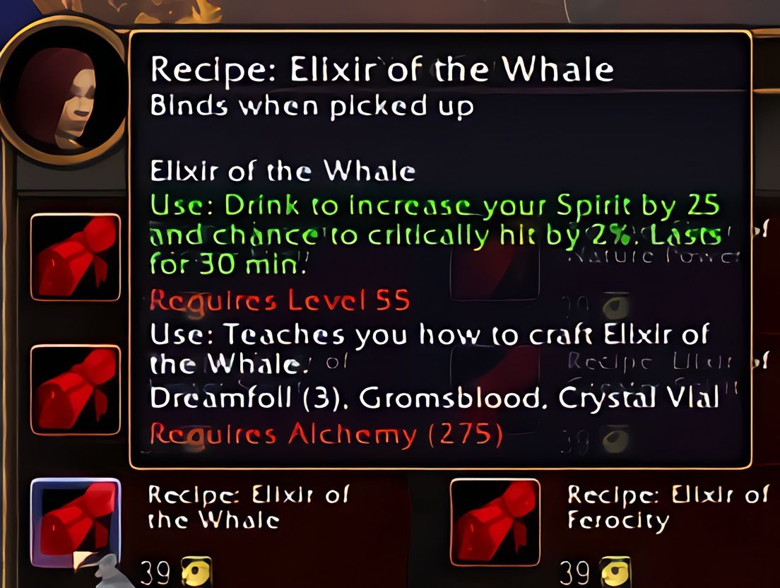 配方：鲸合剂（Elixir of the Whale）在World of Warcraft: Forever中