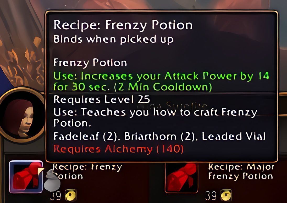 配方：狂乱药水（Frenzy Potion）在World of Warcraft: Forever中