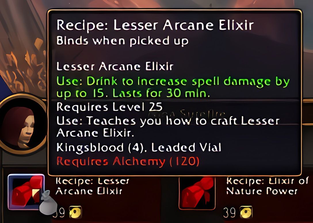 配方：次级奥术合剂（Lesser Arcane Elixir）在World of Warcraft: Forever中