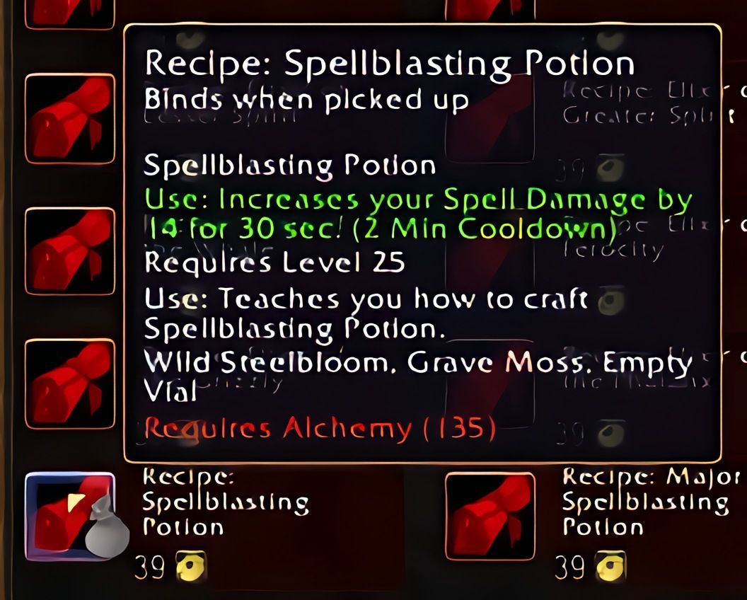 配方：施法冲击药水（Spellblasting Potion）在World of Warcraft: Forever中