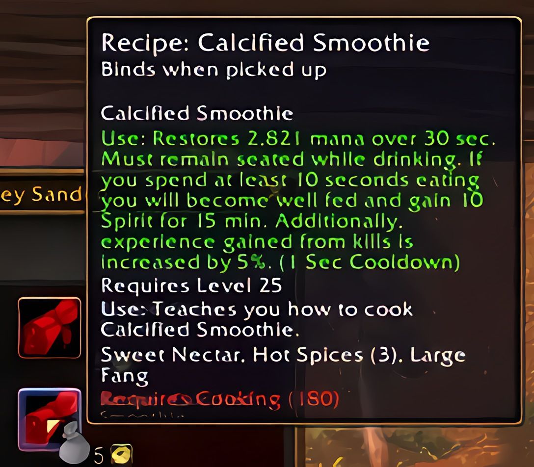 配方:骨化冰沙(Calcified Smoothie)in World of Warcraft: Forever