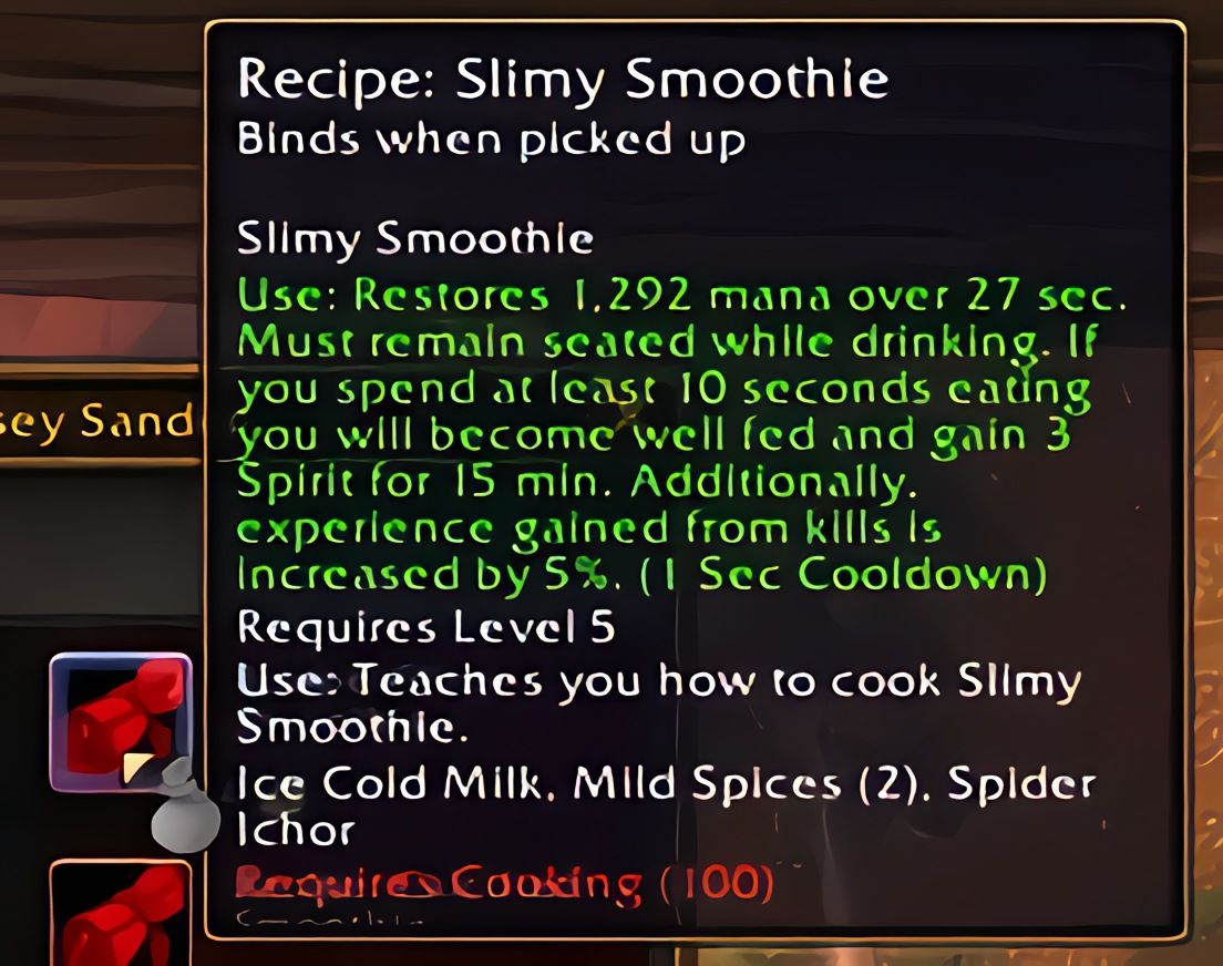 配方:黏滑冰沙(Slimy Smoothie)in World of Warcraft: Forever