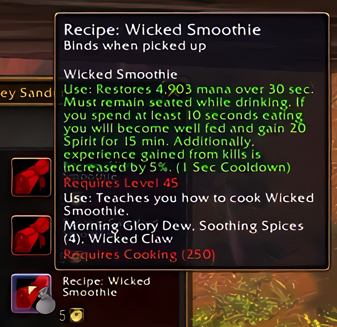 配方:邪恶冰沙(Wicked Smoothie)in World of Warcraft: Forever