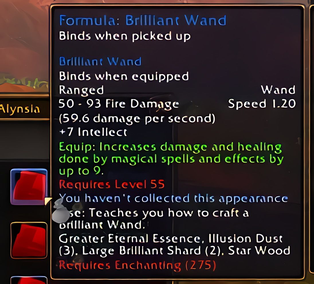 配方:璀璨魔杖 (Brilliant Wand) 在 World of Warcraft: Forever