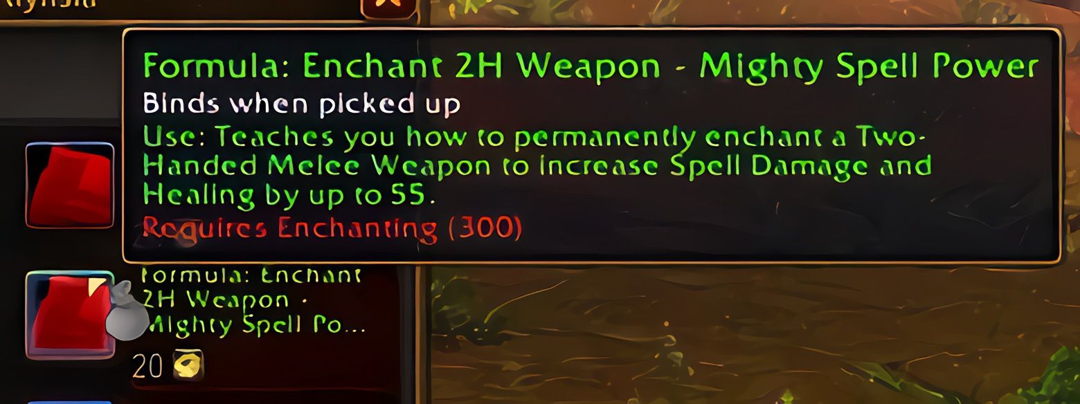 配方:双手武器附魔——强大法术强度 (Enchant 2H Weapon - Mighty Spell Power) 在 World of Warcraft: Forever