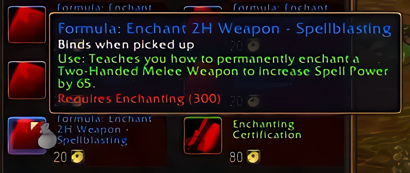配方:双手武器附魔——法术爆击 (Enchant 2H Weapon - Spellblasting) 在 World of Warcraft: Forever