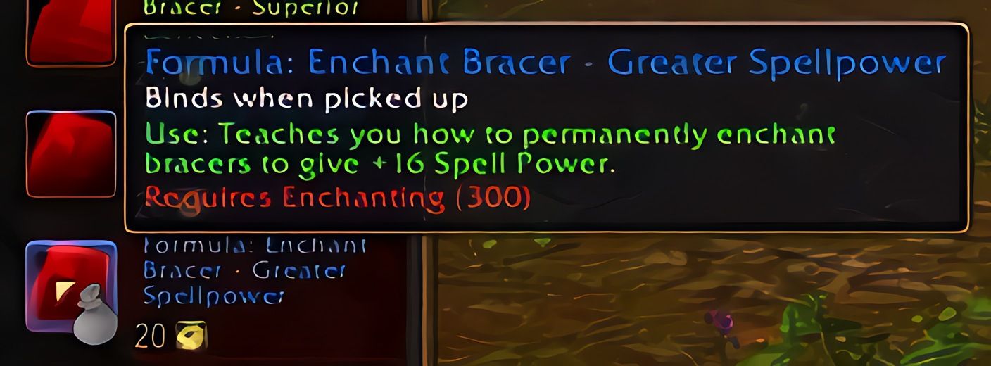 配方:护腕附魔——强效法术强度 (Enchant Bracer - Greater Spellpower) 在 World of Warcraft: Forever