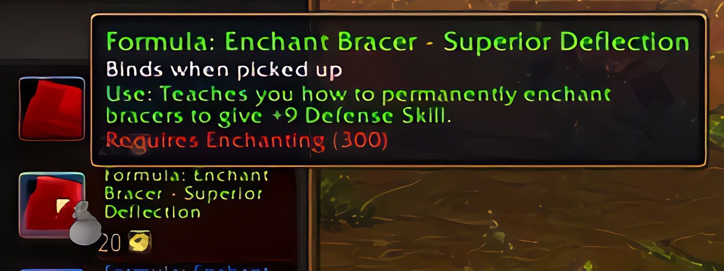 配方:护腕附魔——超强招架 (Enchant Bracer - Superior Deflection) 在 World of Warcraft: Forever