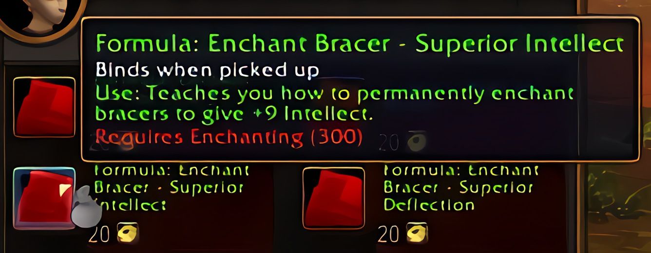 配方:护腕附魔——超强智力 (Enchant Bracer - Superior Intellect) 在 World of Warcraft: Forever