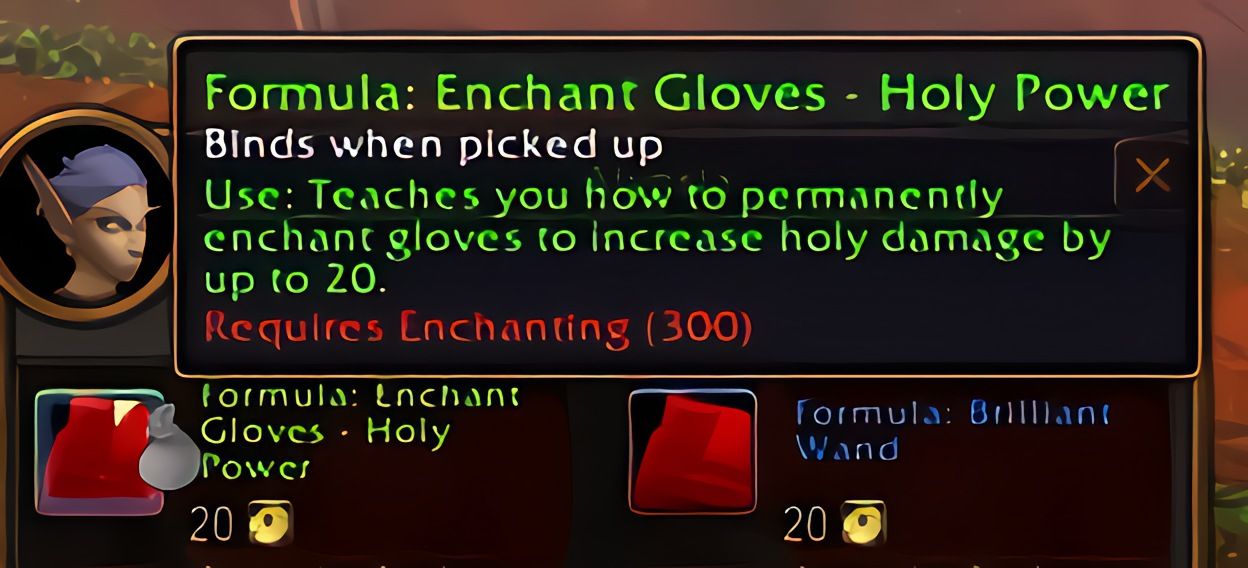 配方:手套附魔——神圣强效 (Enchant Gloves - Holy Power) 在 World of Warcraft: Forever