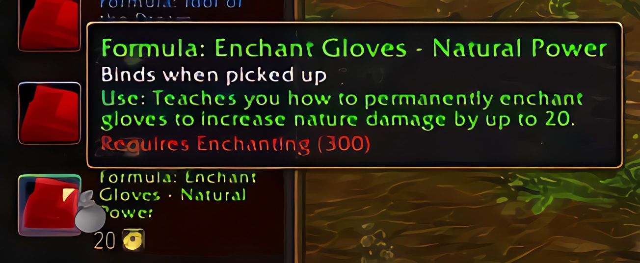 配方:手套附魔——自然强效 (Enchant Gloves - Natural Power) 在 World of Warcraft: Forever