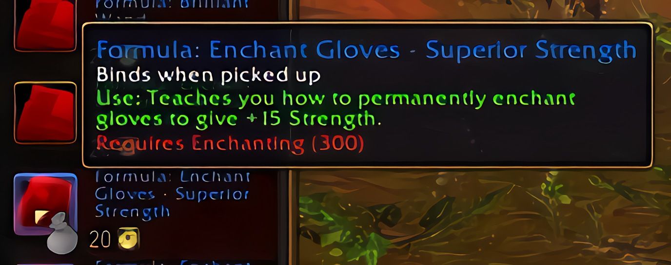 配方:手套附魔——超强力量 (Enchant Gloves - Superior Strength) 在 World of Warcraft: Forever