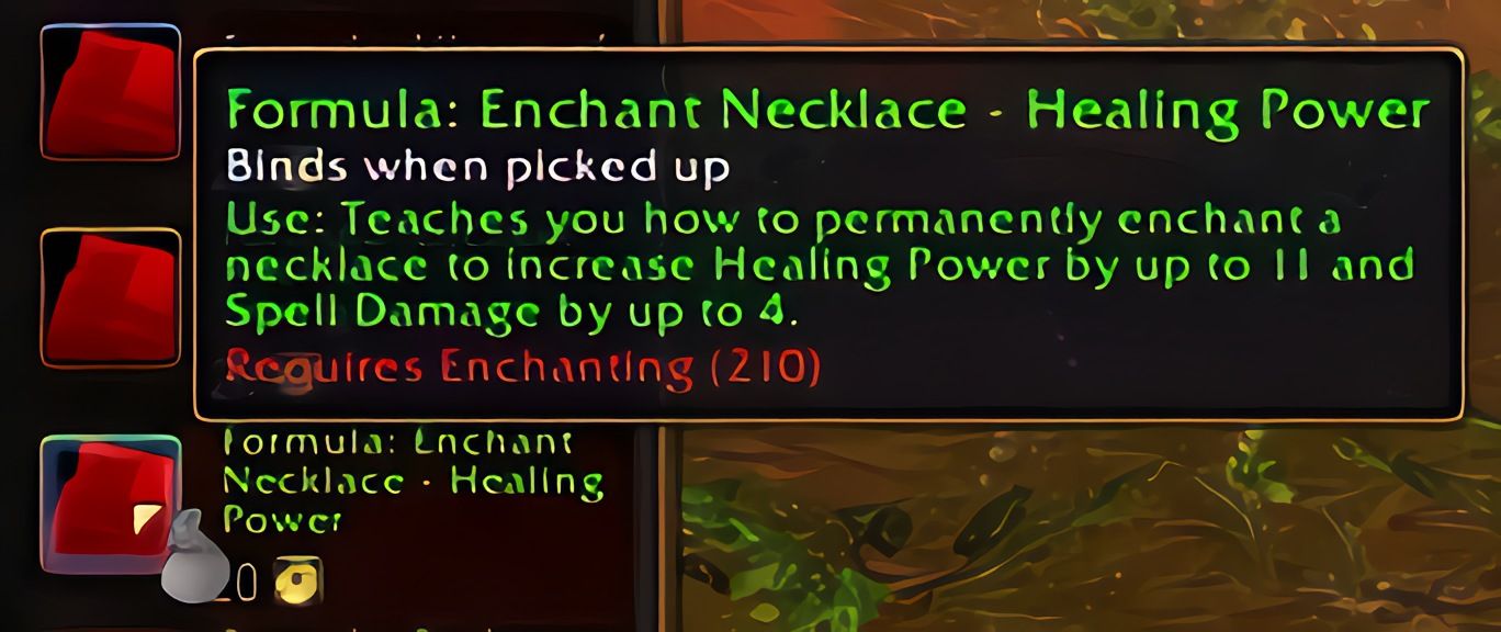 配方:项链附魔——治疗强效 (Enchant Necklace - Healing Power) 在 World of Warcraft: Forever