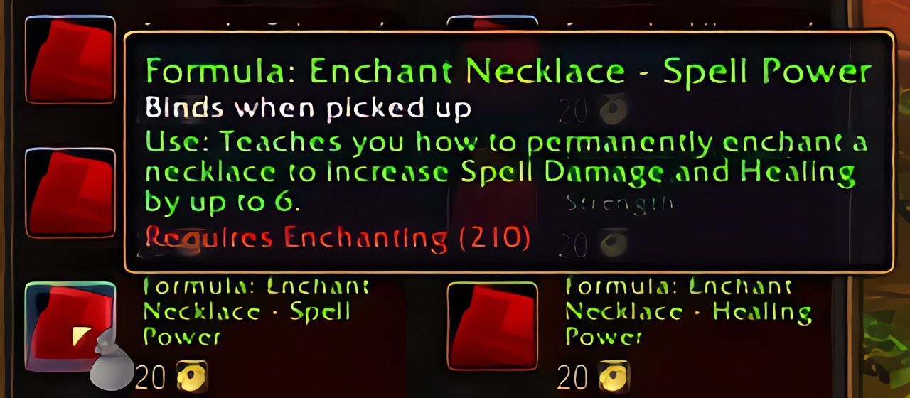 配方:项链附魔——法术强度 (Enchant Necklace - Spell Power) 在 World of Warcraft: Forever