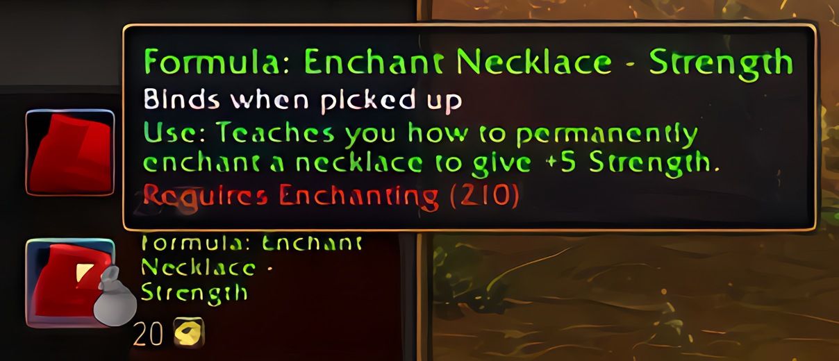 配方:项链附魔——力量 (Enchant Necklace - Strength) 在 World of Warcraft: Forever