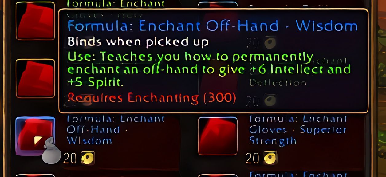 配方:副手附魔——智慧 (Enchant Off-Hand - Wisdom) 在 World of Warcraft: Forever