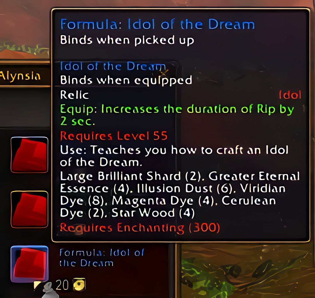 配方:梦境雕像 (Idol of the Dream) 在 World of Warcraft: Forever