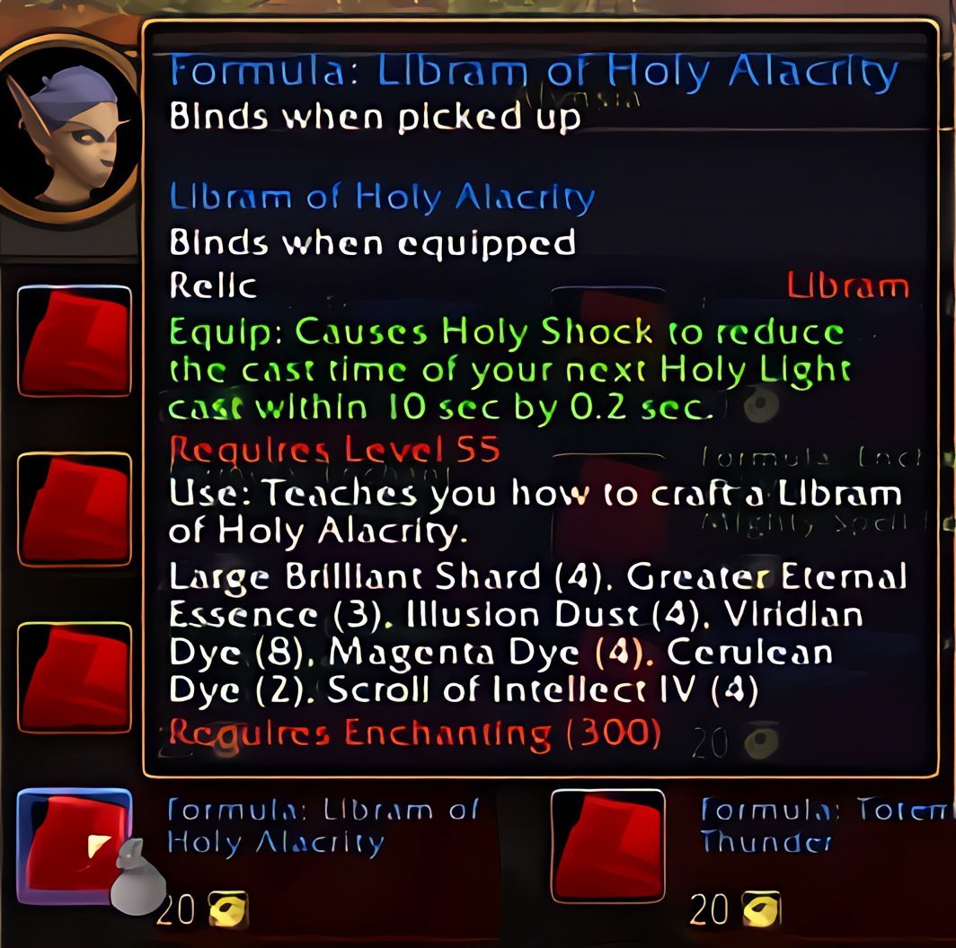 配方:神圣迅捷圣契 (Libram of Holy Alacrity) 在 World of Warcraft: Forever