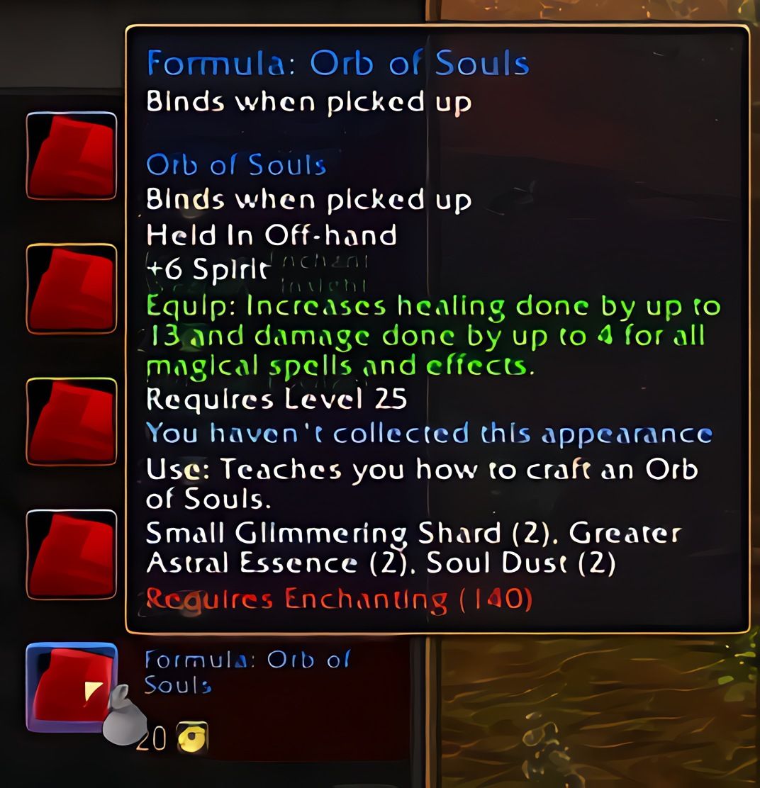 配方:灵魂之珠 (Orb of Souls) 在 World of Warcraft: Forever